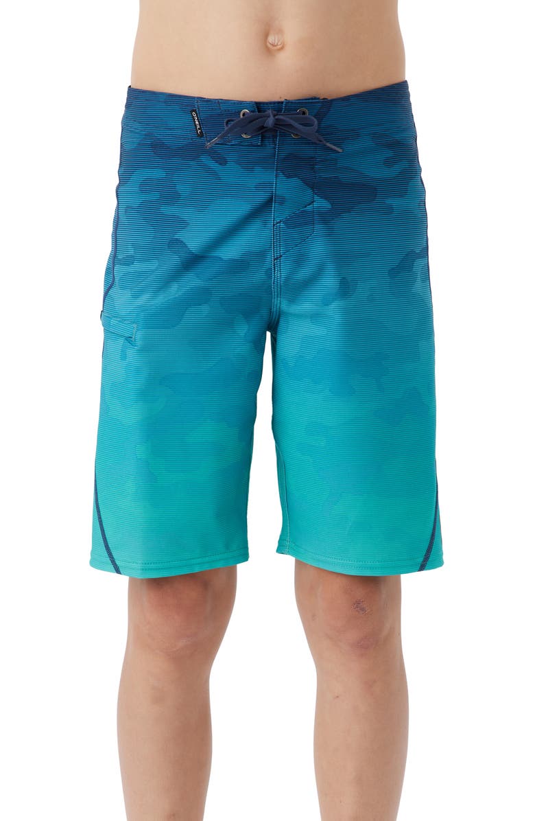 O'Neill Kids' Hyperfreak Heat Camo Fade Board Shorts, Main, color, 