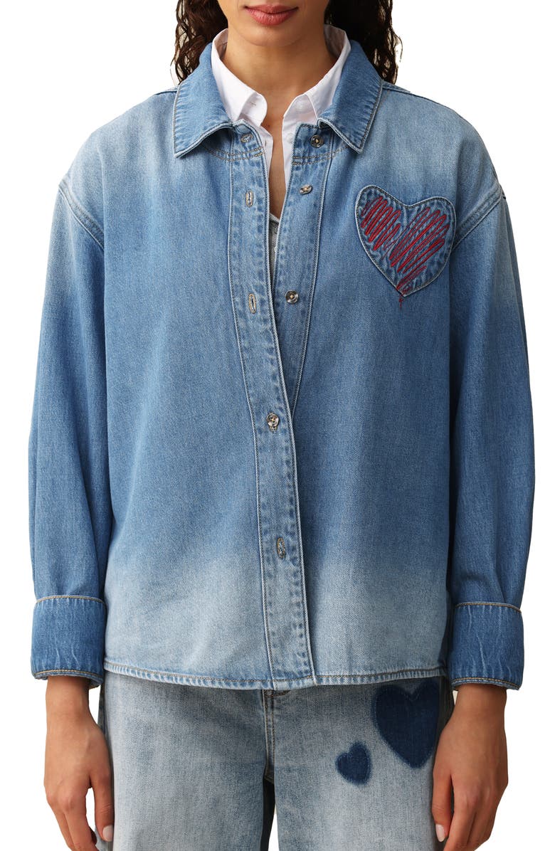 Bayeas Rosalind Embroidered Denim Jacket, Alternate, color, Medium Blue