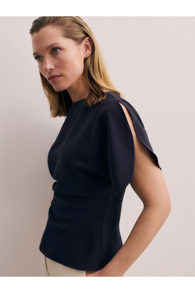 Salerno Clever Crepe Top, Alternate, color, Navy