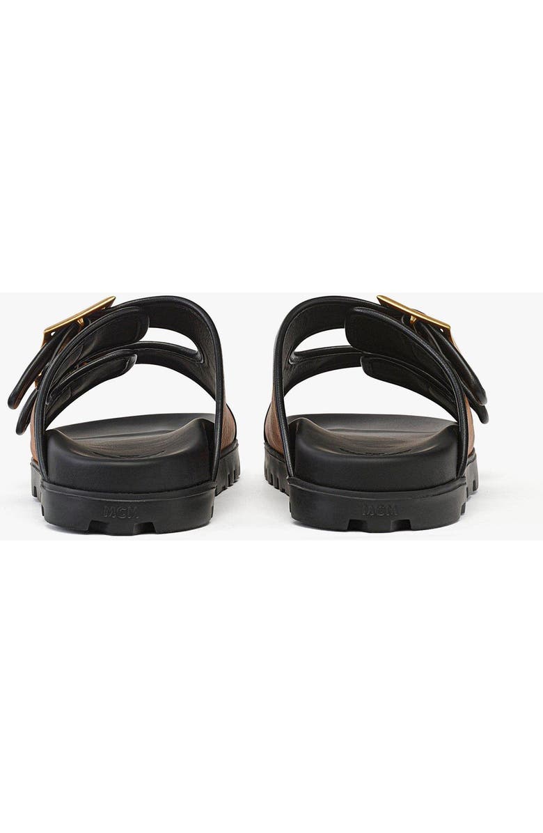 MCM Sandals in Visetos, Alternate, color, Cognac