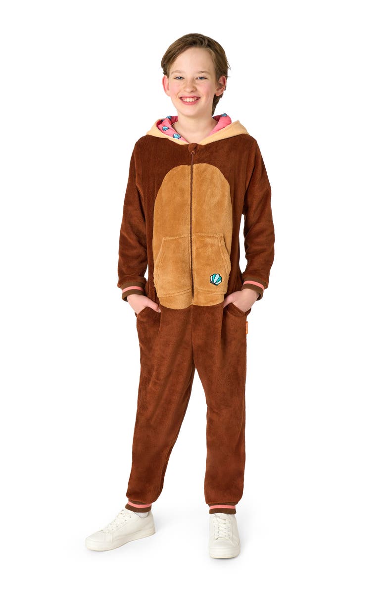 OppoSuits Kids' Otter One Piece Hooded Jumpsuit, Alternate, color, Beige