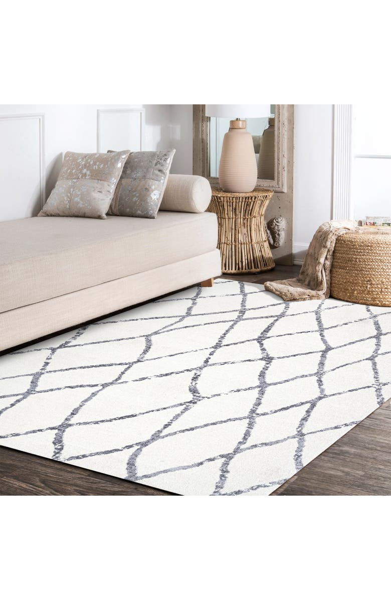 JONATHAN Y Illi Moroccan Diamond Trellis Area Rug, Alternate, color, Ivory/Gray