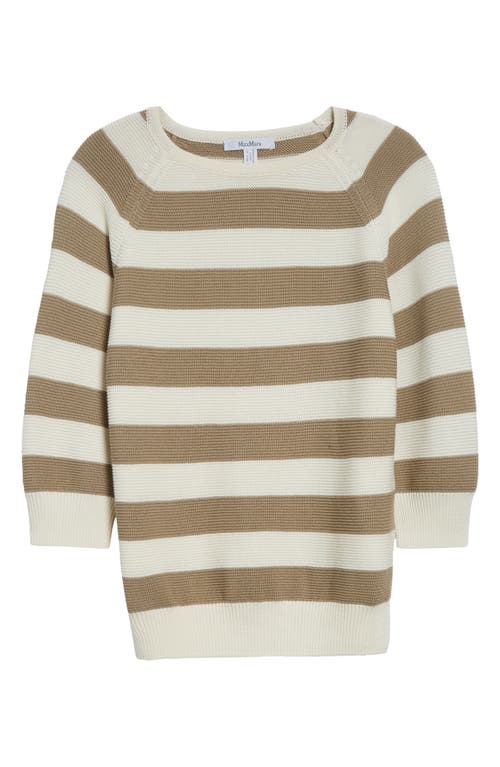 Max Mara Sante Stripe Cotton Sweater In Beige