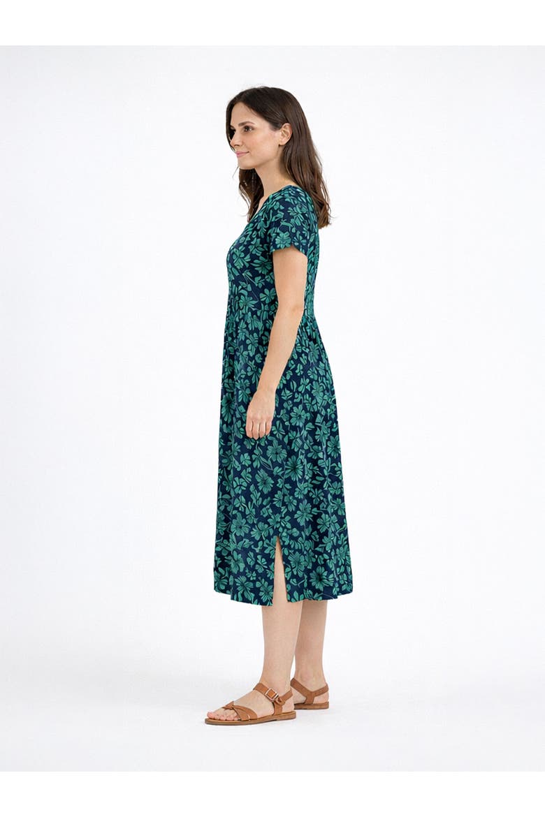 Printed Gathered-Waist Midi Jersey Dress, Alternate, color, Winter Western Paisley