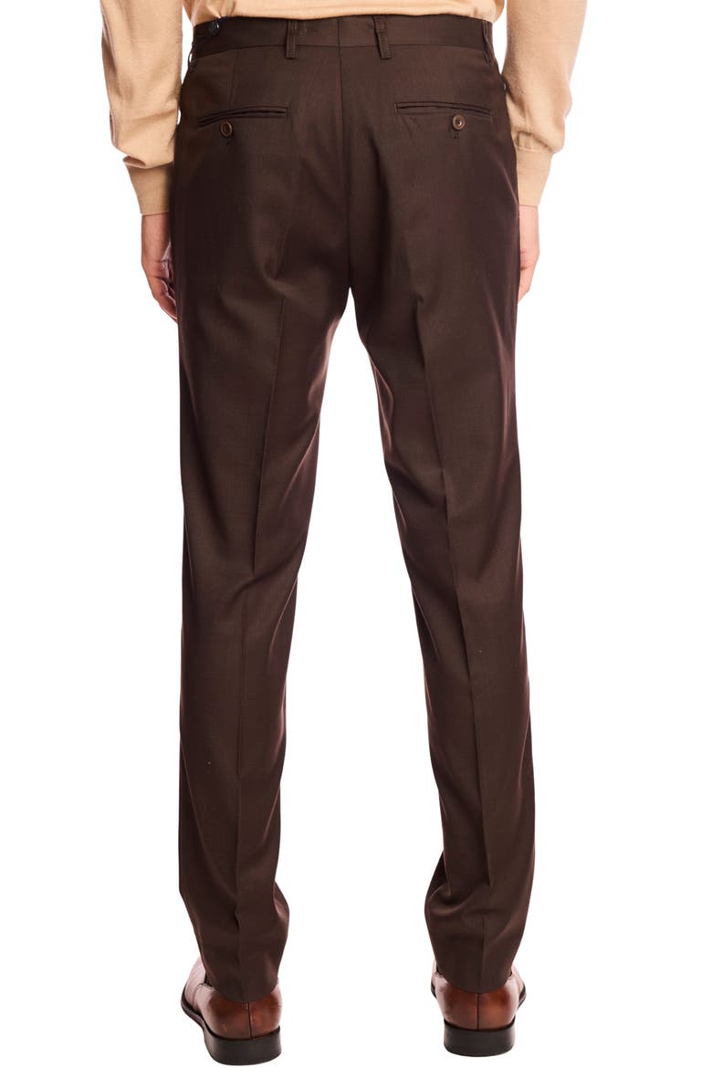 Downing Slim Fit Flat Front Dress Pants, Alternate, color, DARK CHOCOLATE