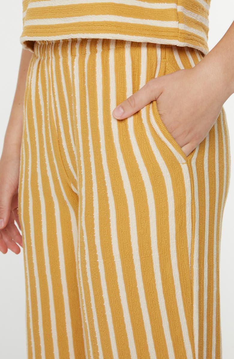 Roxy Java Stripe Cotton Terry Pants, Alternate, color, Amber Gold