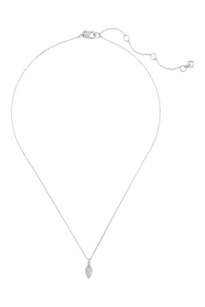 signature solitaire cubic zirconia pendant necklace, Alternate, color, CLEAR/ SILVER