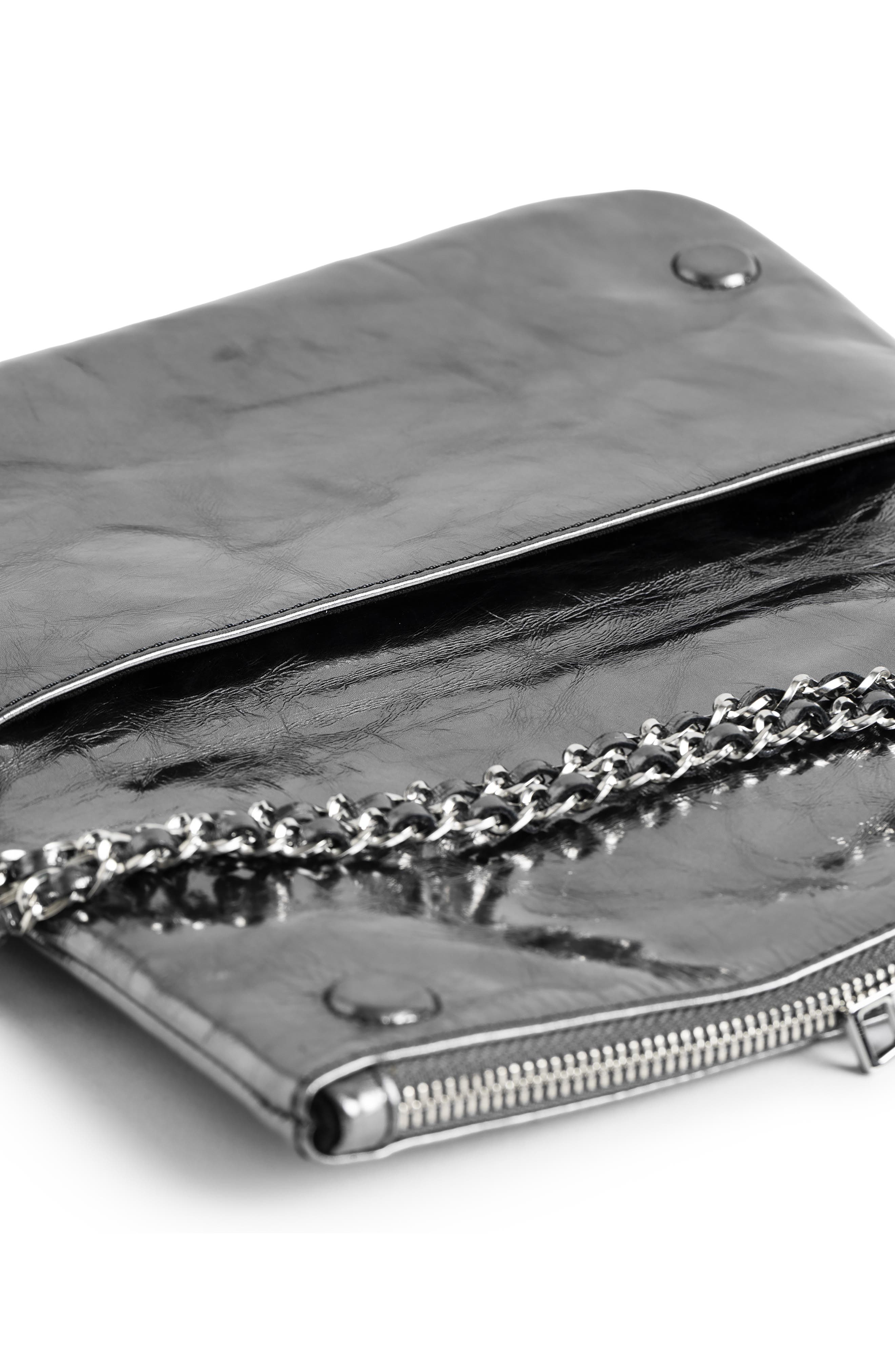 Zadig & Voltaire Rock II Metallic Clutch, Alternate, color, Gun