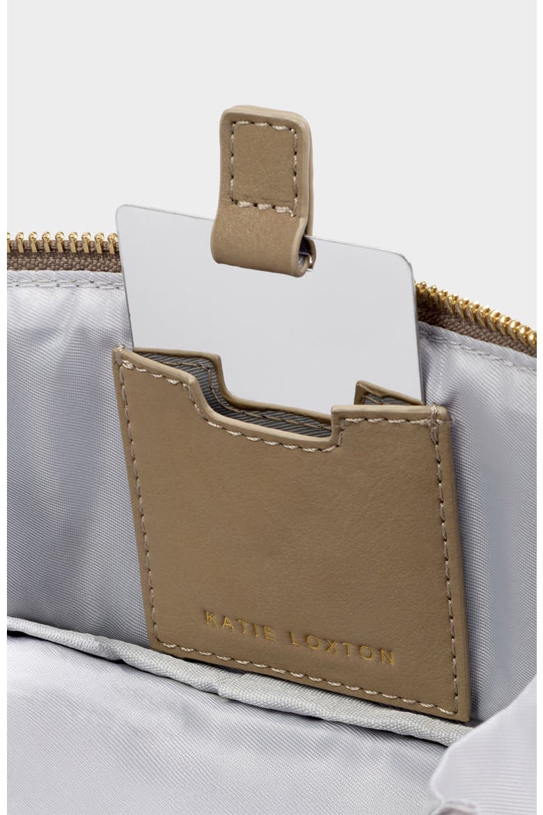 Fold-Out Mirror Make Up Bag, Alternate, color, Taupe Suedette