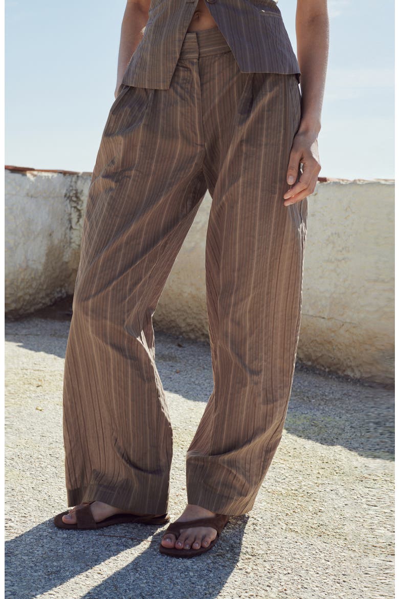 Stripe Straight Leg Pants, Alternate, color, BROWN