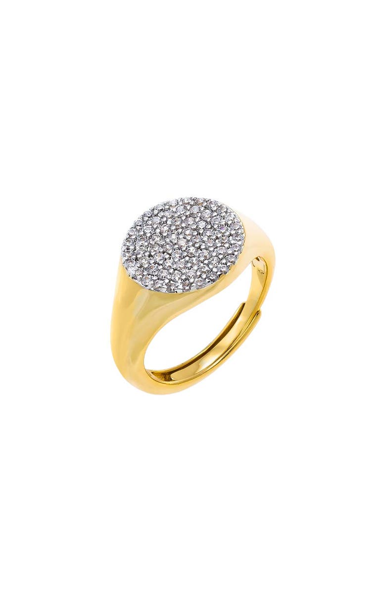 BY ADINA EDEN Pave Round Disc Signet Pinky Ring, Main, color, 