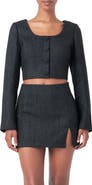 Endless Rose Long Sleeve Tweed Crop Top