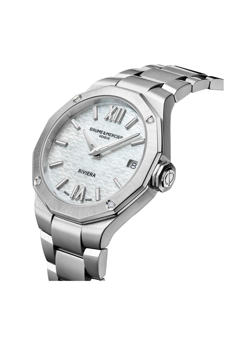 Riviera 10729 Mother-of-Pearl & Diamond Bracelet Watch, 33mm, Alternate, color, MOTHER OF PEARL