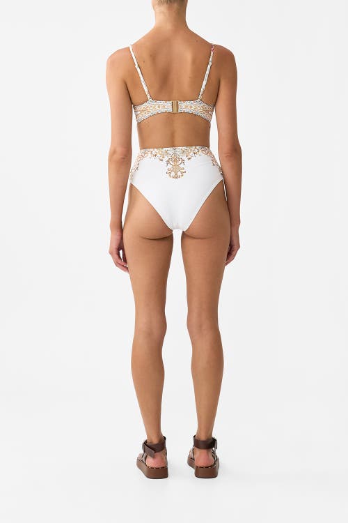 Camilla Pleated High Tri Bikini Top With Front Trim Ottoman Dynasty In Gold