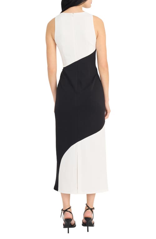 Donna Morgan Colorblock Sleeveless A-line Dress In Black/ivory