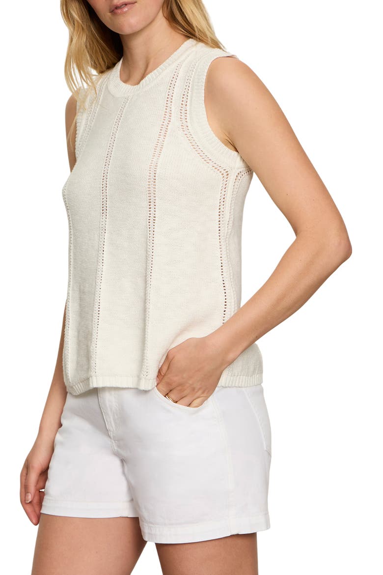 Easy Pointelle Knit Sleeveless Top, Alternate, color, CHALK WHITE