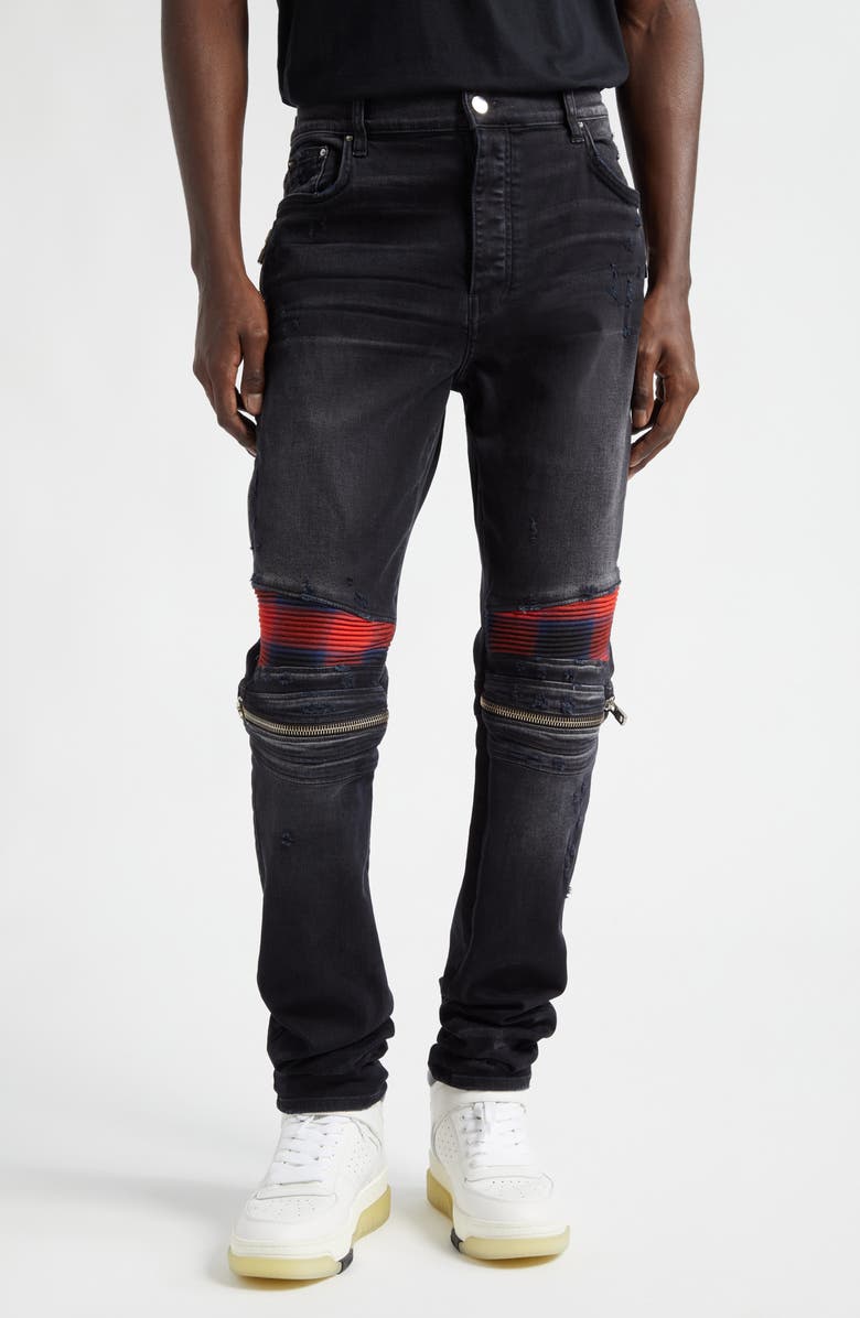 AMIRI MX2 Plaid Patch Skinny Jeans, Main, color, 
