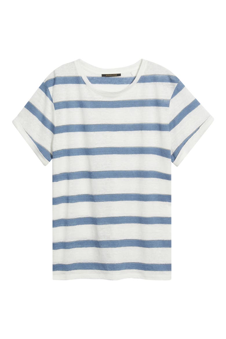Kendall Stripe Linen T-Shirt, Alternate, color, BLUE/ IVORY