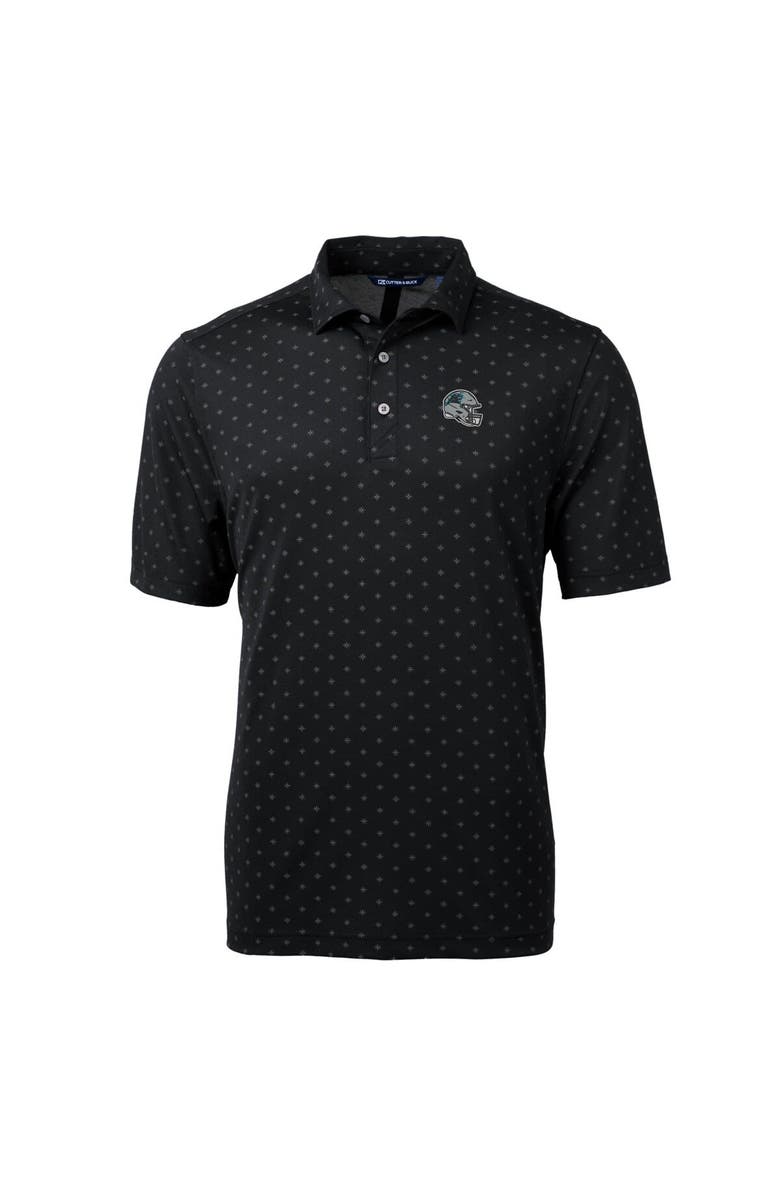 Cutter & Buck Men's Cutter & Buck  Black Carolina Panthers Helmet Virtue Eco Pique Tile Print Recycled Polo, Alternate, color, 