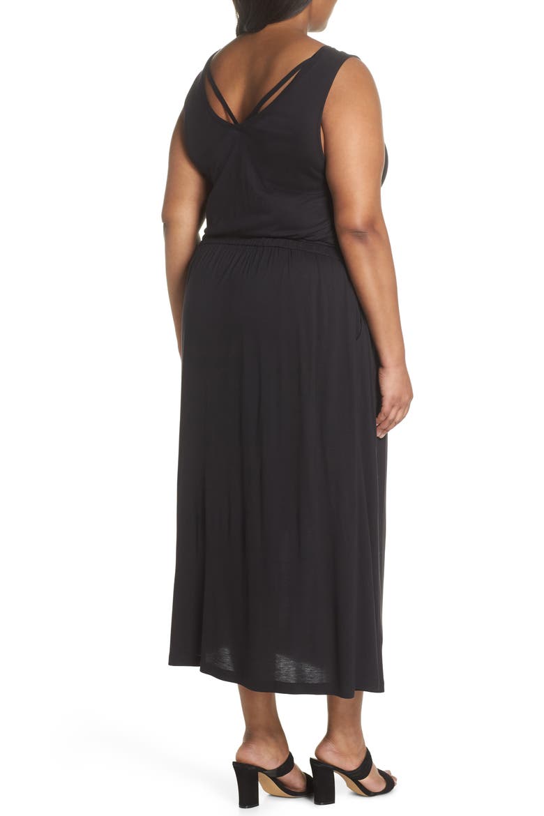 Strappy V-Back Maxi Dress, Alternate, color, BLACK