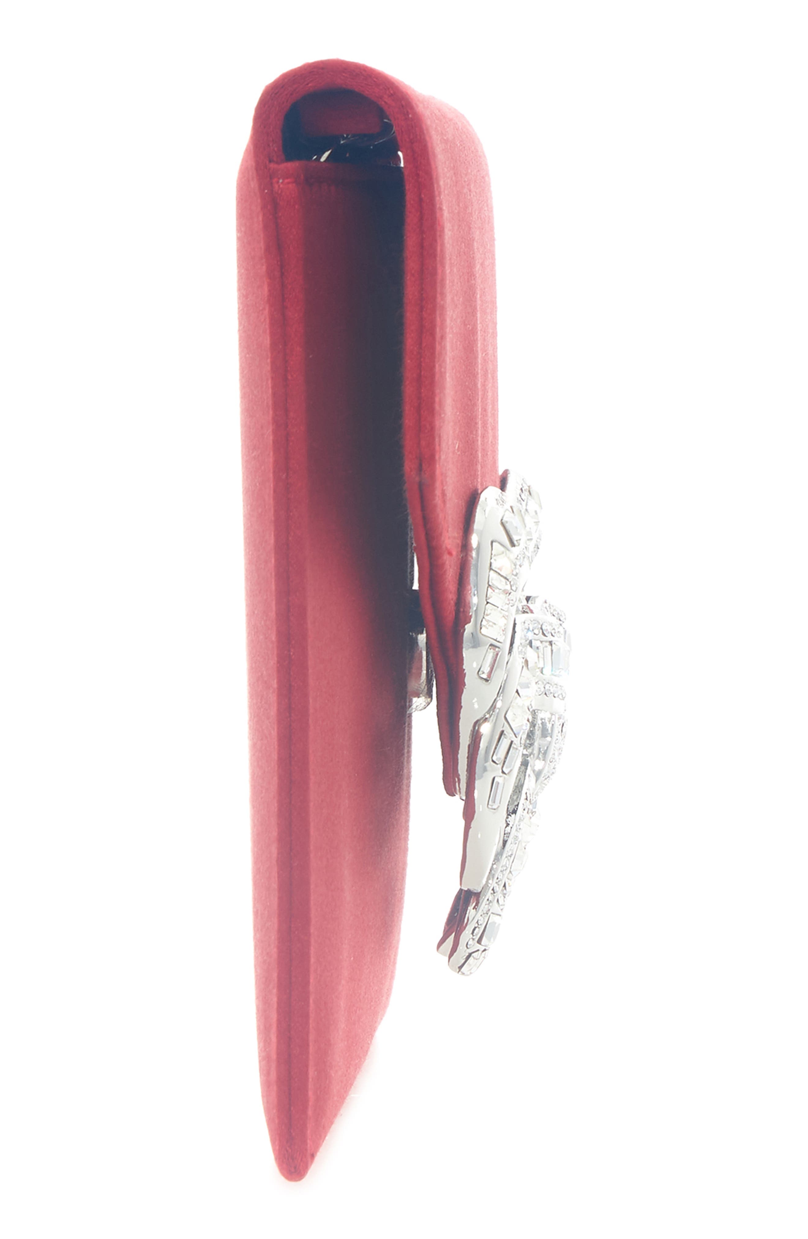Bow Envelope Clutch, Alternate, color, SILVER CRIMSON