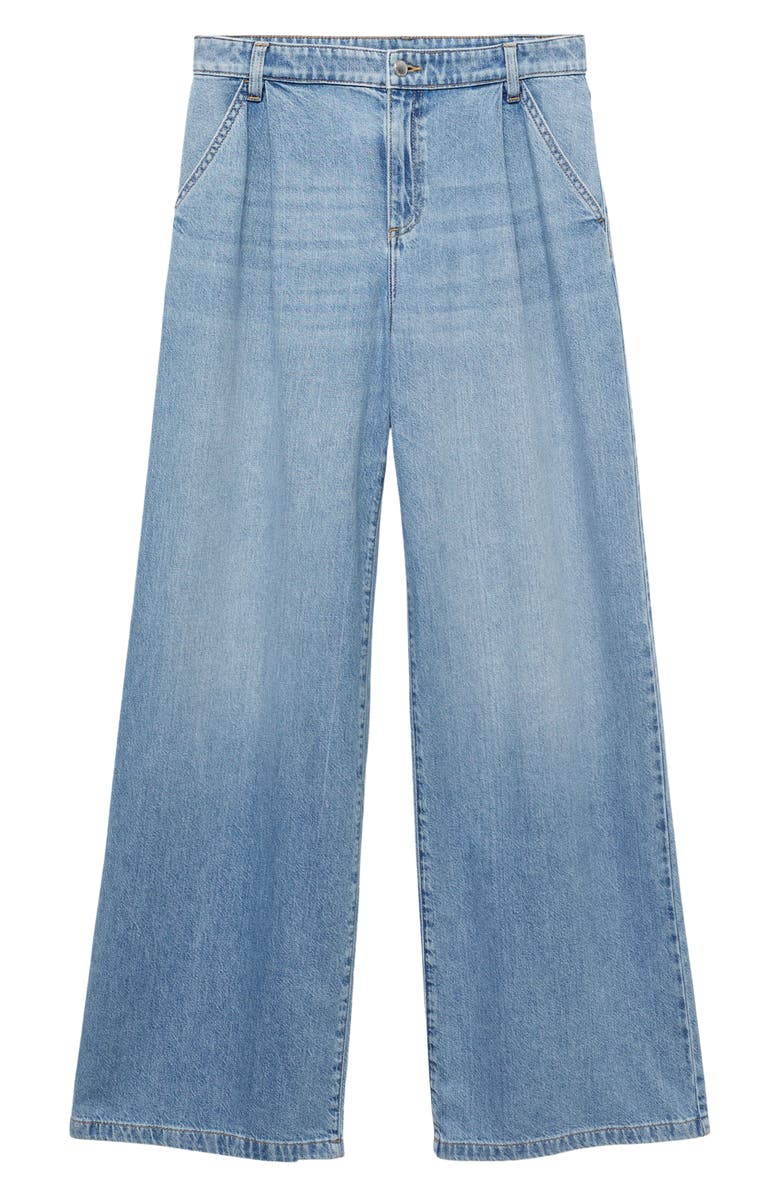 MANGO Pleated Wide Leg Jeans, Alternate, color, Medium Blue