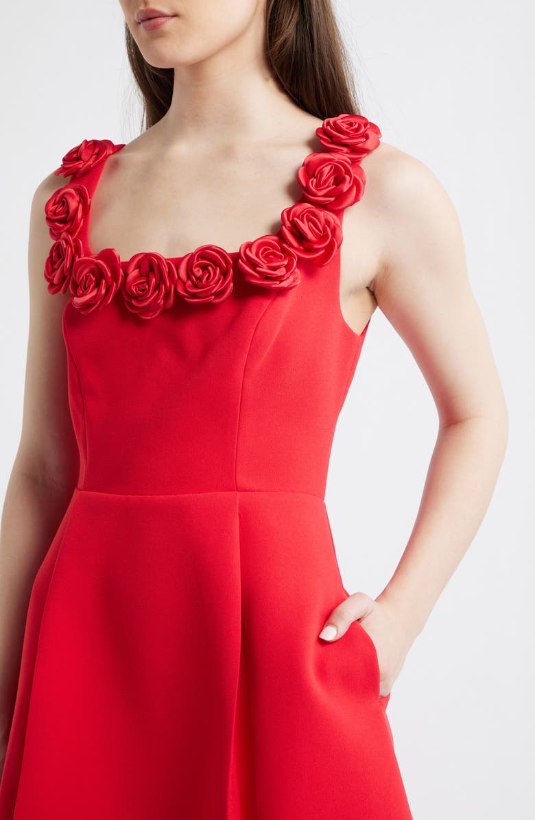 Lucy Paris Rosette Trim Cocktail Minidress, Alternate, color, Red