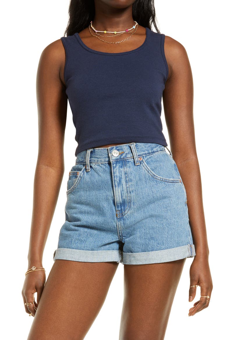 Classic Rib Crop Tank, Main, color, NAVY BLAZER