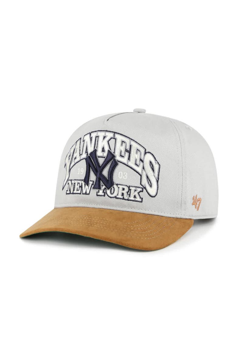 '47 Men's '47 Gray/Brown New York Yankees Cooperstown Break Wood Suede Hitch Adjustable Hat, Main, color, Gray
