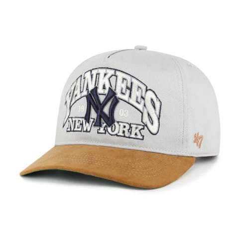 Men's '47 Gray/Brown New York Yankees Cooperstown Break Wood Suede Hitch Adjustable Hat