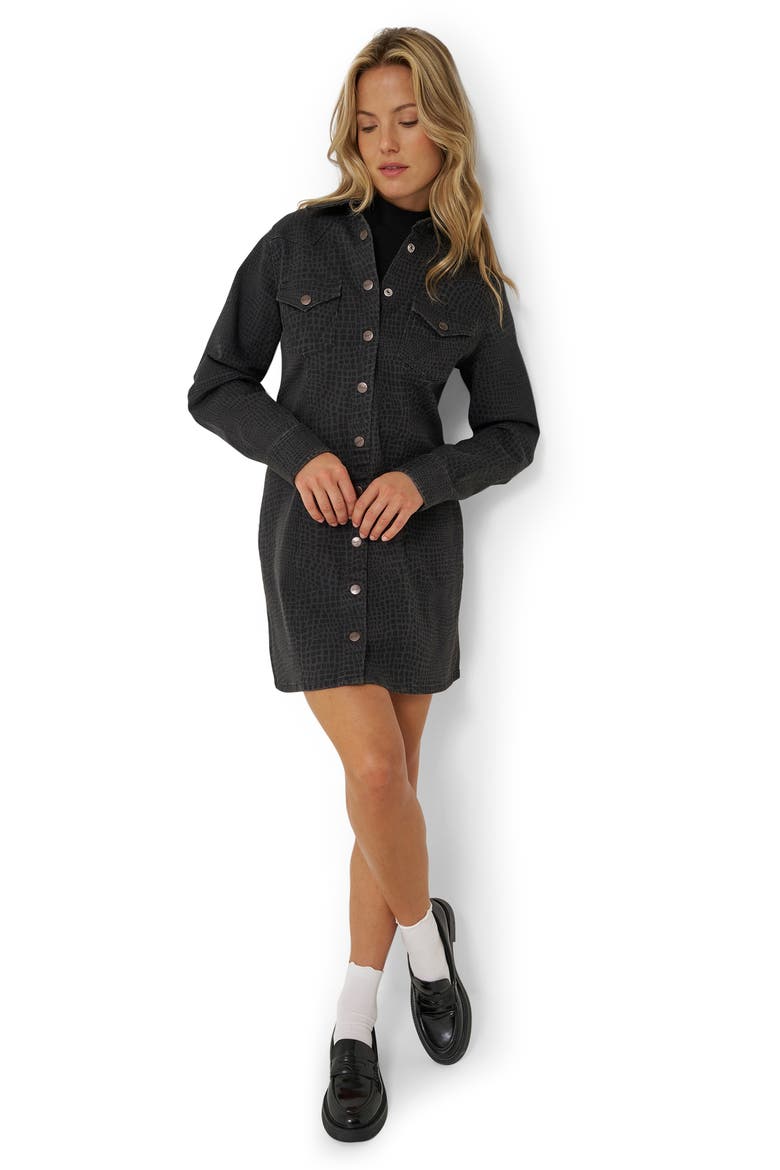 Croc Print Denim Shirtdress, Alternate, color, CROC PRINT
