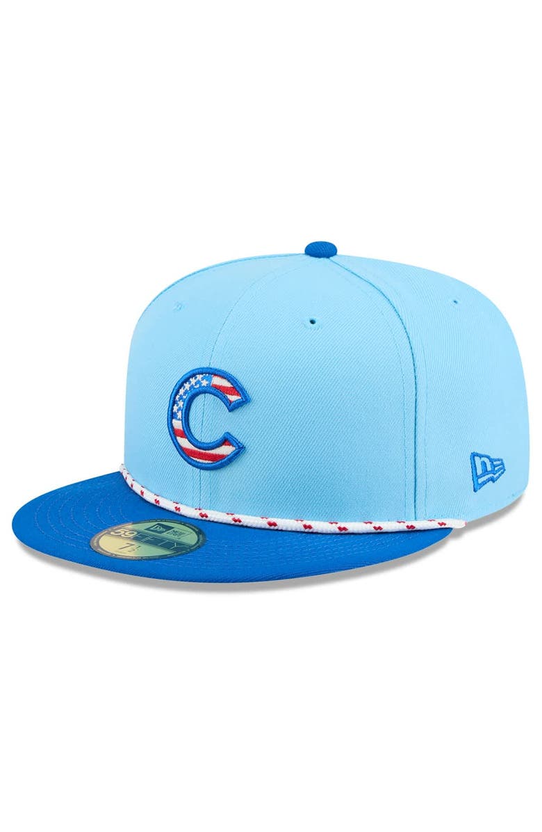 New Era Men's New Era Light Blue/Royal Chicago Cubs 2025 Fourth of July 59FIFTY Fitted Hat, Main, color, 