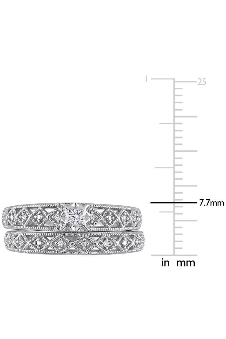 Diamond Filigree Bridal Ring Set, Alternate, color, Sterling Silver