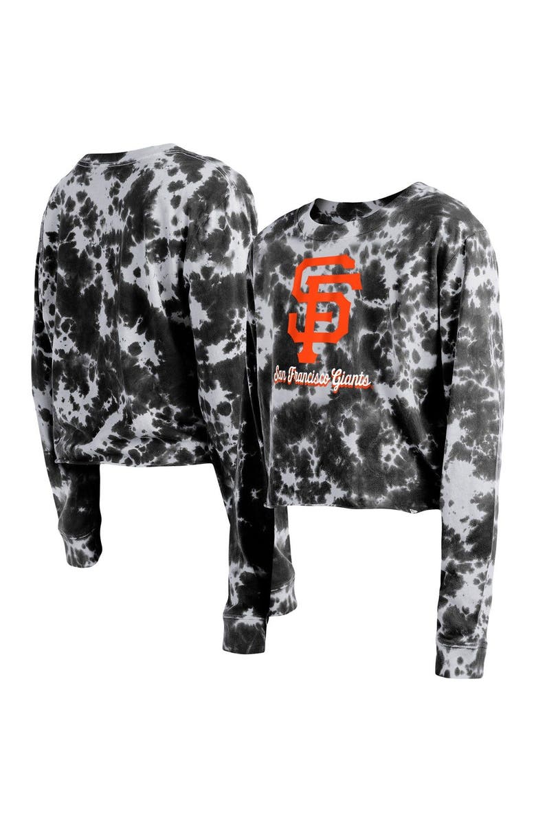 New Era Women's New Era Black San Francisco Giants Tie-Dye Cropped Long Sleeve T-Shirt, Main, color,