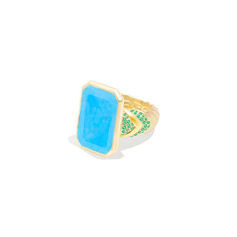 Spark Chevron Emerald Cut Cocktail Ring