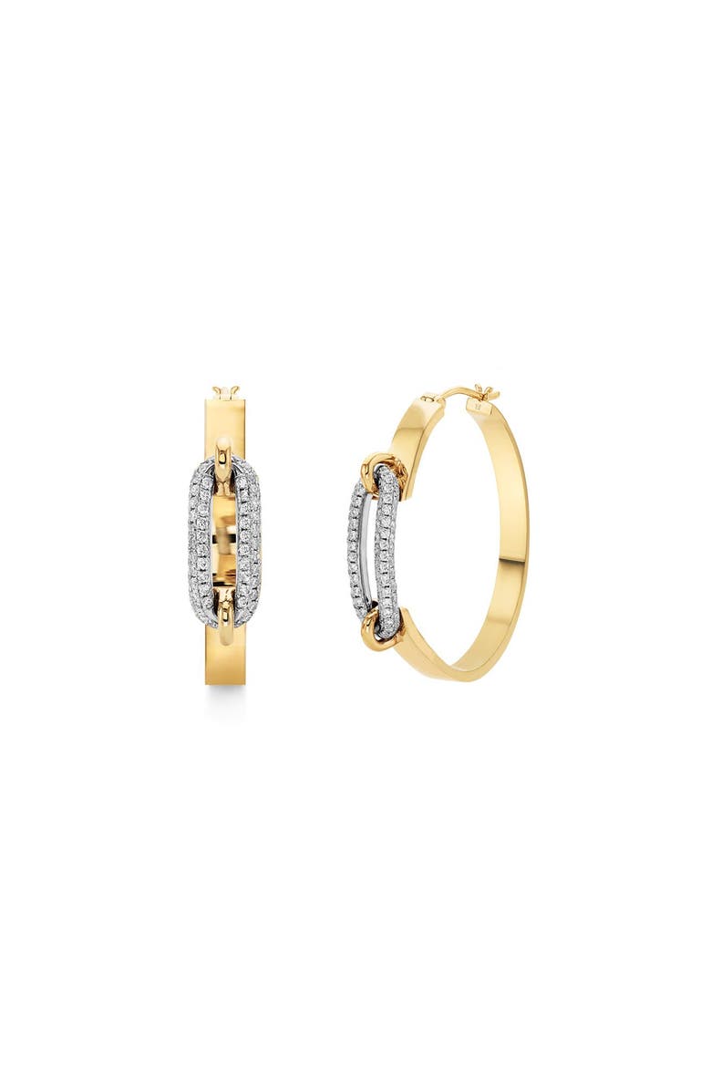 Pavé Luxe Link Hoop Earrings, Main, color, Yellow and White Gold