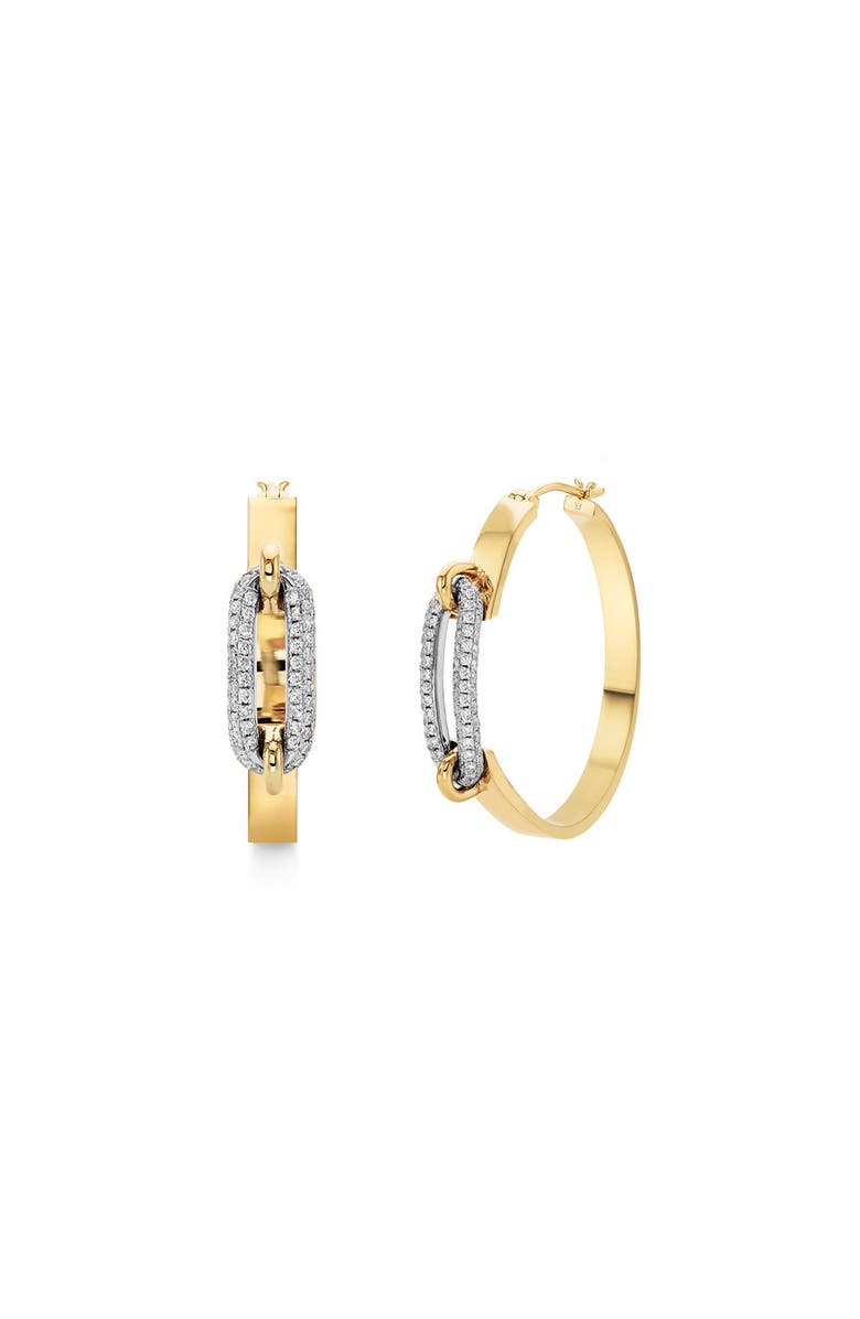 Michael M Pavé Luxe Link Hoop Earrings, Main, color, Yellow And White Gold