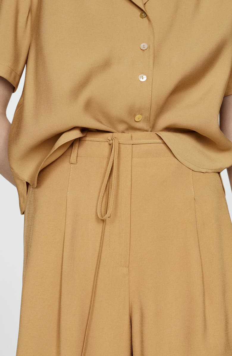 MANGO Tie Belt Wide Leg Pants, Alternate, color, Medium Brown