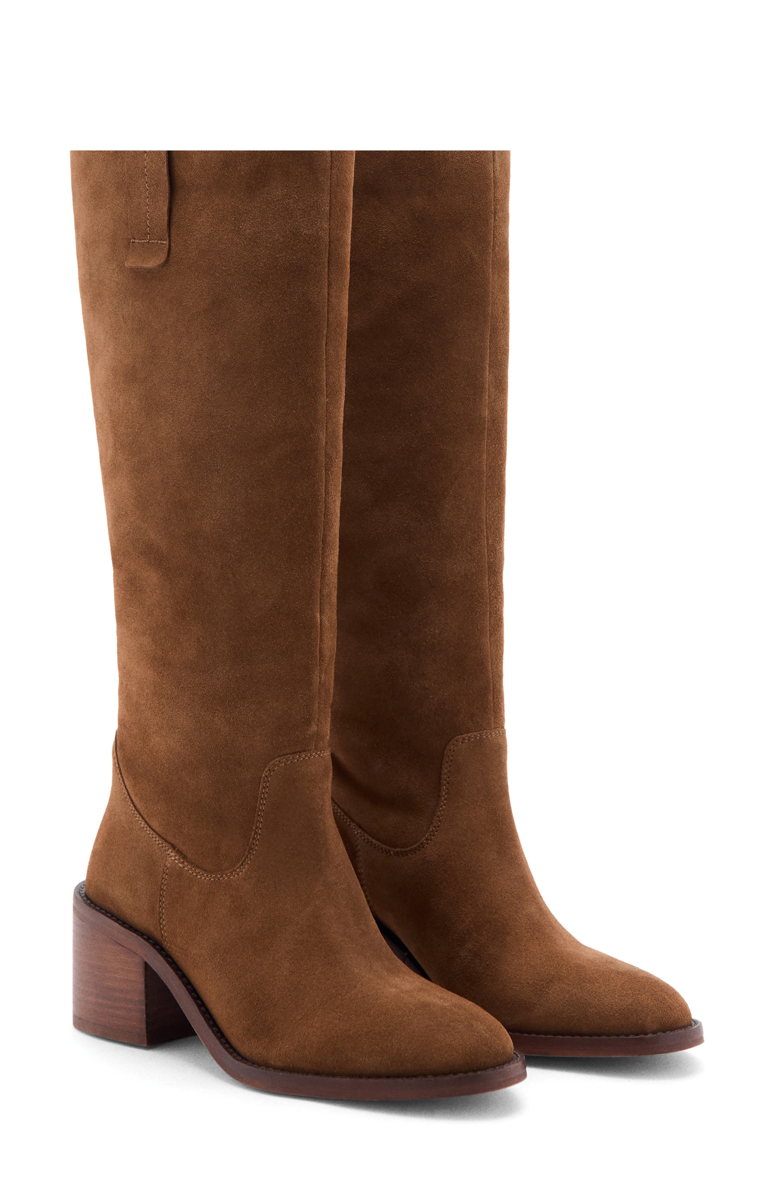 MANGO TEEN Tall Suede Boot, Alternate, color, Medium Brown