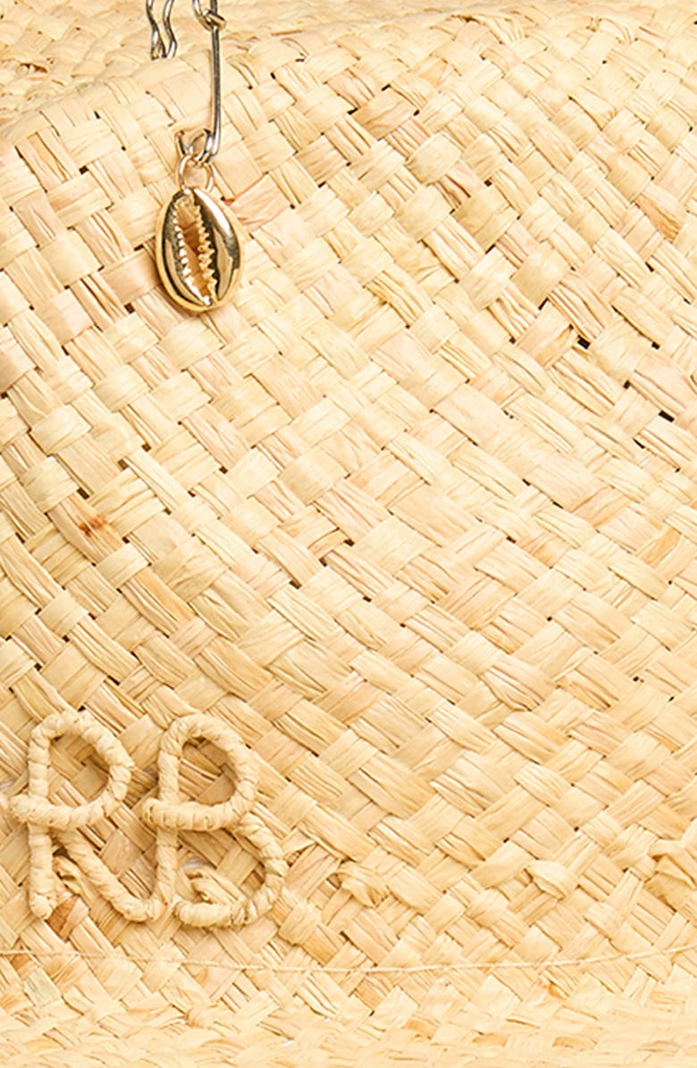 Ruslan Baginskiy Monogram Logo Woven Straw Fedora, Alternate, color, Natural Straw