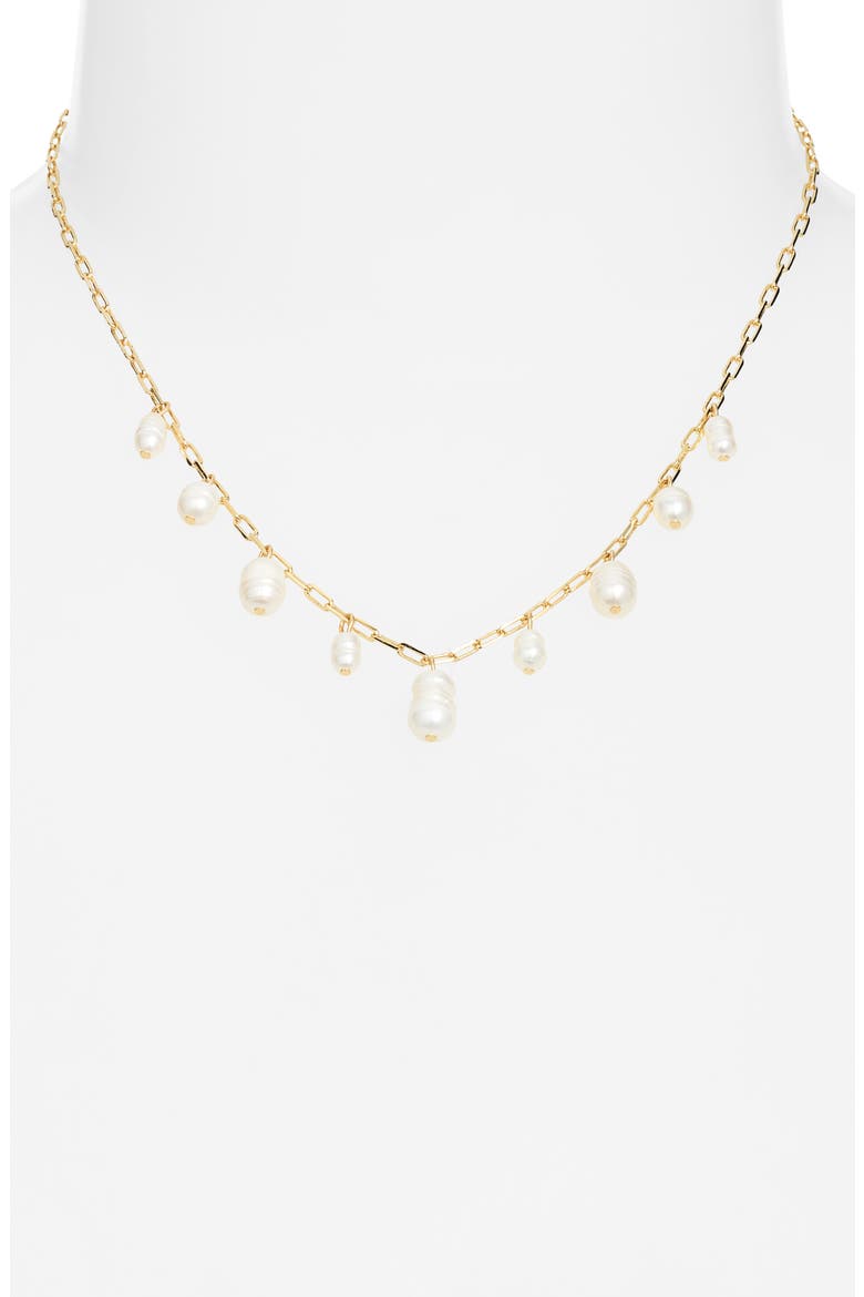 Demi-Fine Scattered Faux Pearl Shaker Necklace, Alternate, color, WHITE- 14K GOLD PLATED