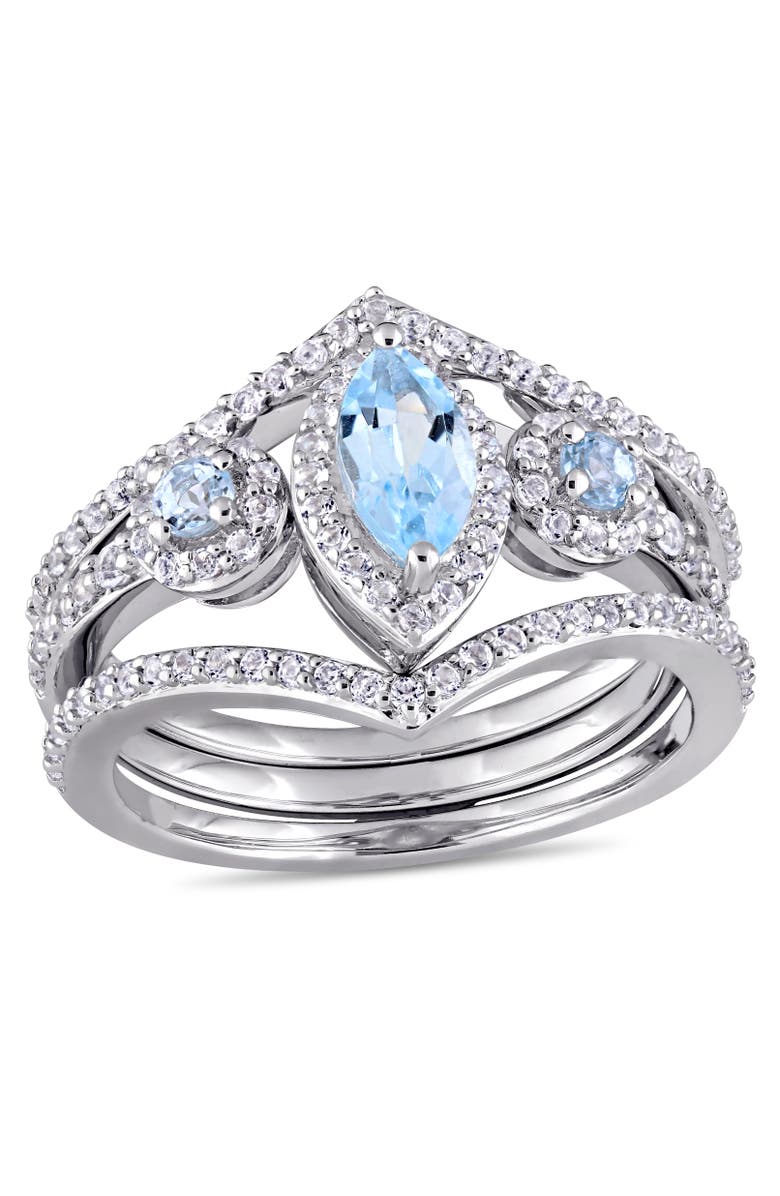 Julianna B. Blue & White Topaz Cluster 3-Stone Ring, Main, color, Topaz