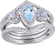 Julianna B. Blue & White Topaz Cluster 3-Stone Ring