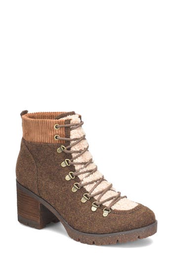 Korks Elin High Pile Fleece Lug Sole Bootie In Brown