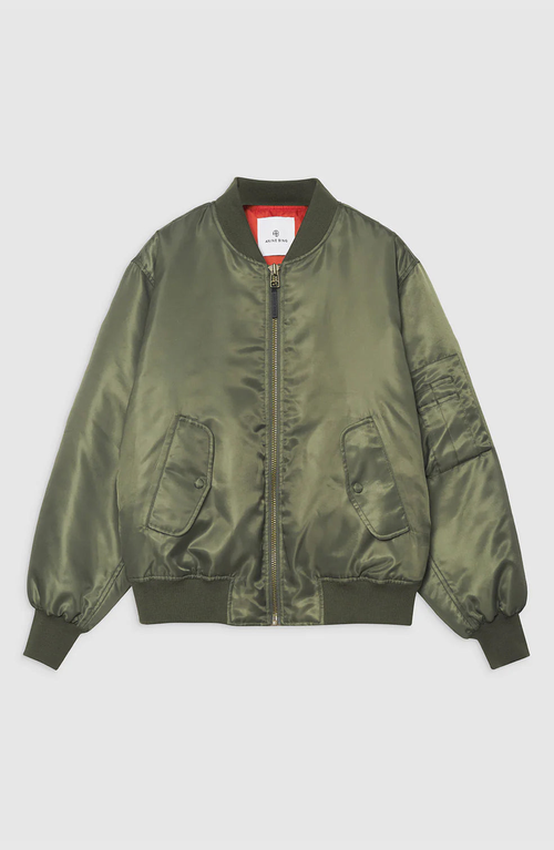 Anine Bing Leon Bomber In Green Polyester In Green
