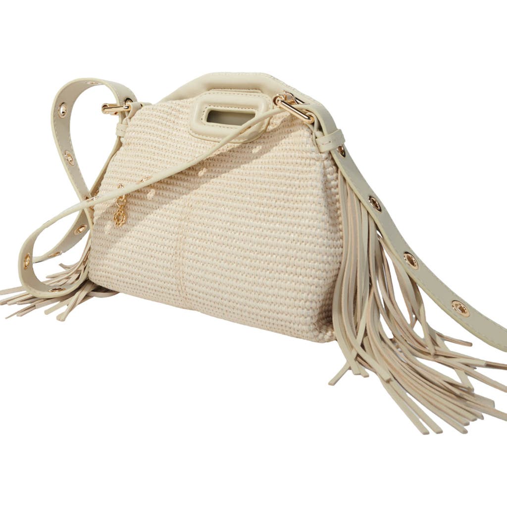 Maje Raffia Effect Miss M Mini Bag In Beige