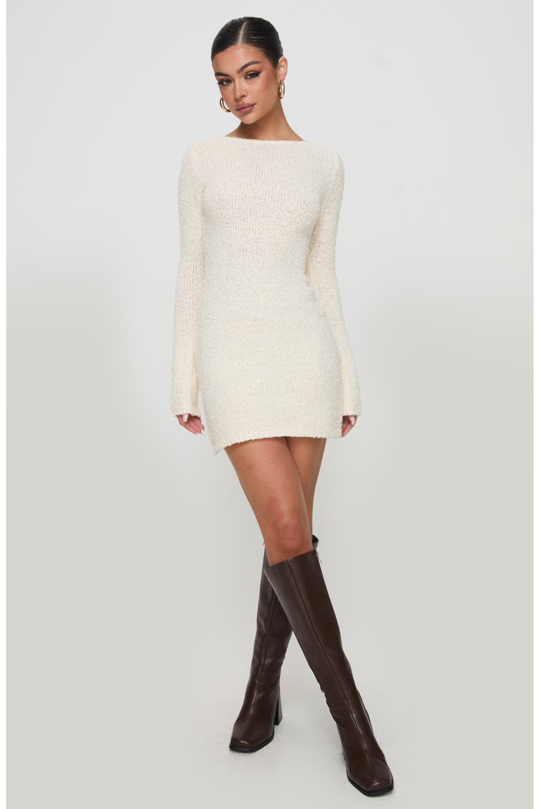 Cosy Up Bouclé Sheer Knit Minidress, Alternate, color, CREAM
