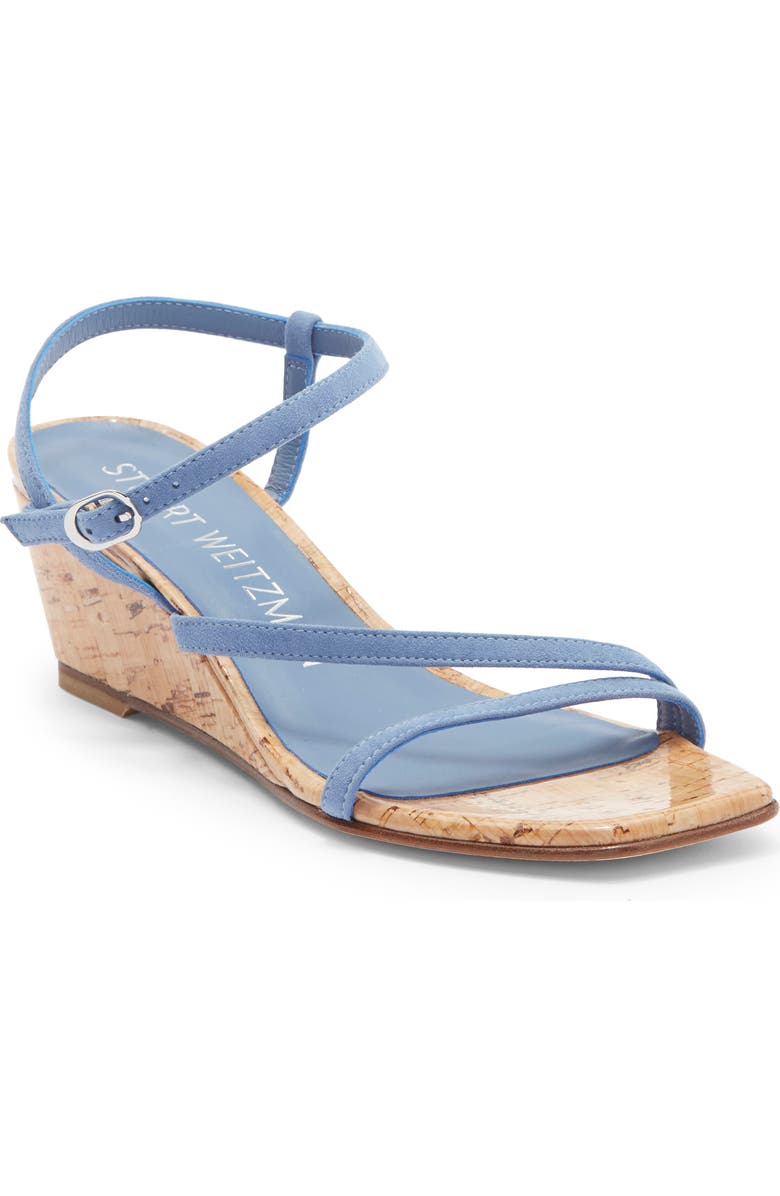 Stuart Weitzman Oasis 50 Wedge Sandal, Main, color, Blue Steel