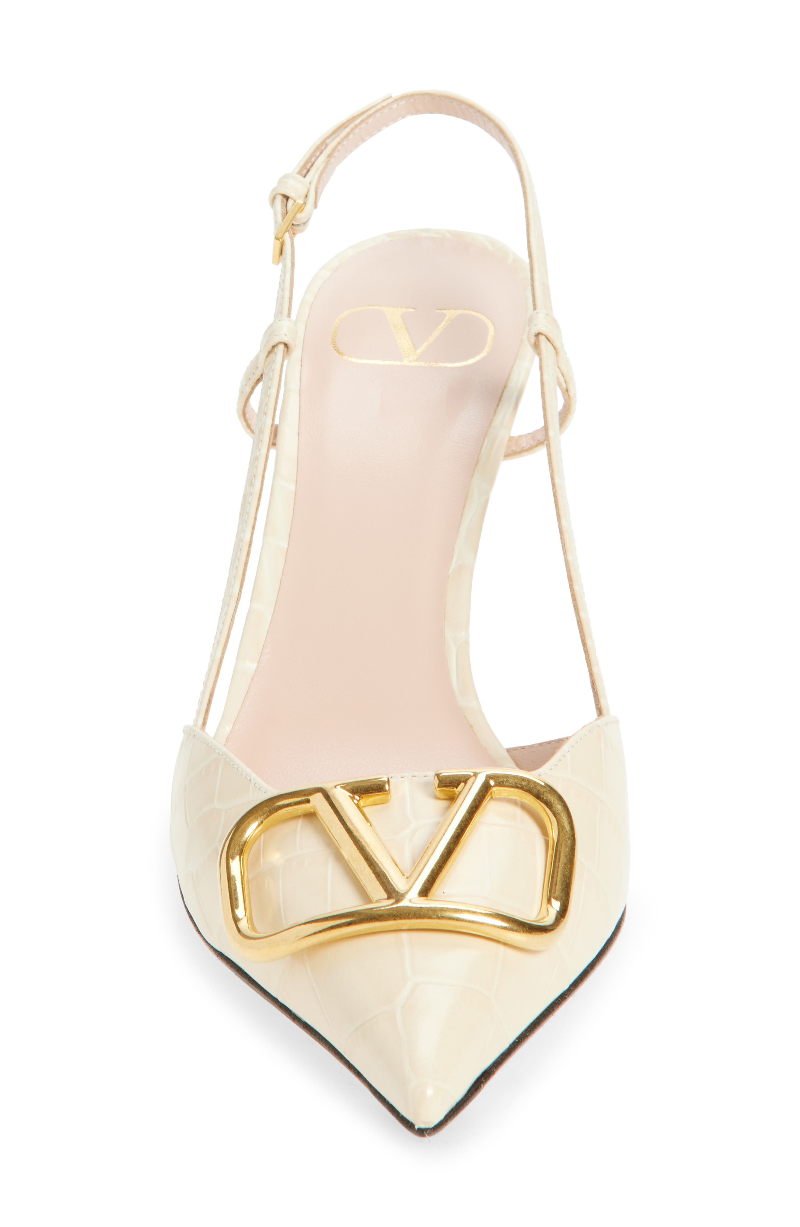 VLOGO Signature Croc Embossed Slingback Pump, Alternate, color, BUTTER WHITE