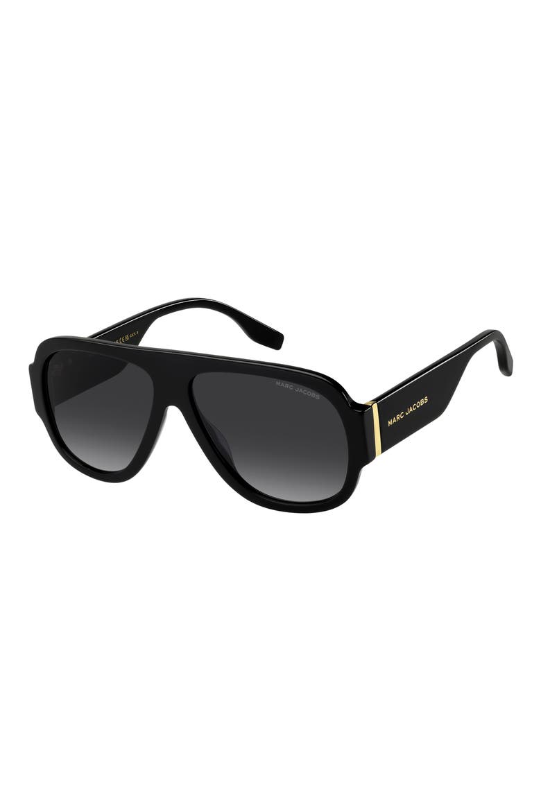 59mm Gradient Pilot Sunglasses, Alternate, color, BLACK
